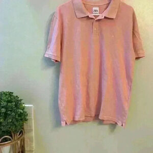 Zara men's pink Polo shirt xl